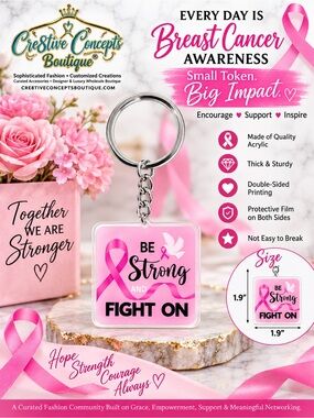 6-Pack Breast Cancer Awareness Pink Ribbon Inspirational Keychains Gifts
